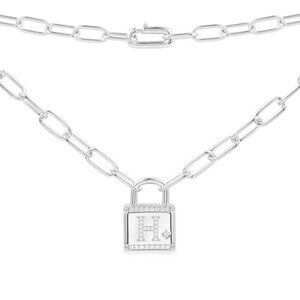 APM Women's Sterling Locket H Necklace CZ